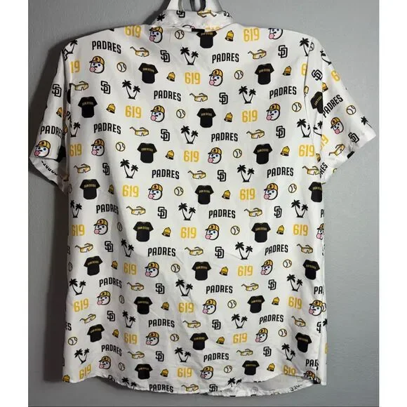 San Diego Padres White Printed Short-Sleeve Button-Up Shirt - Picture 3 of 7